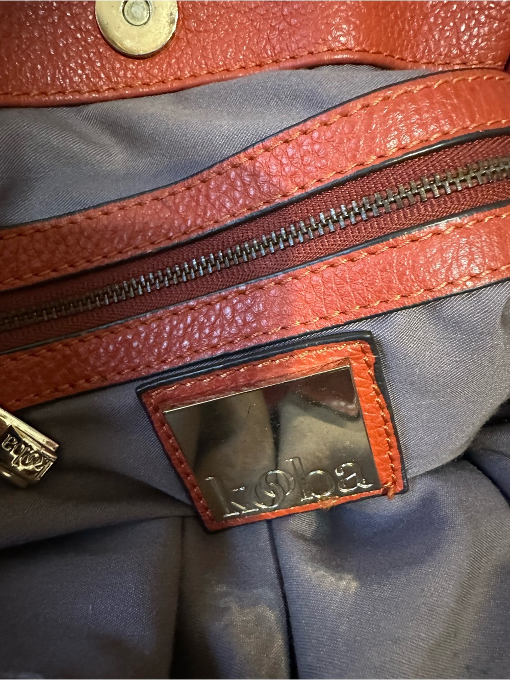 KOOBA-Beautiful Pebbled Shoulder Tote Burn Orange. - Picture 4 of 12